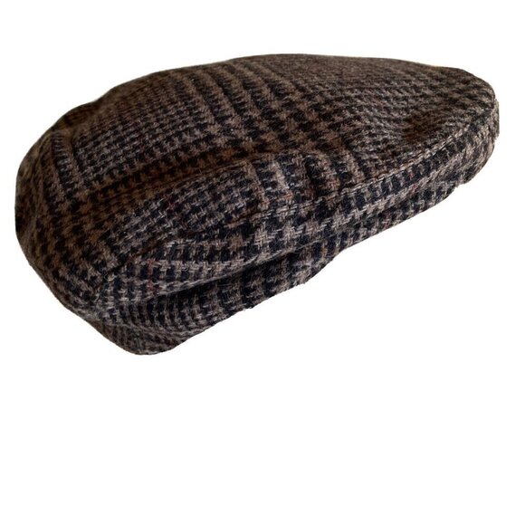 Beige Black Lake of the Isles Newsboy Cabbie Hat Tweed Wool Size M - Picture 1 of 6